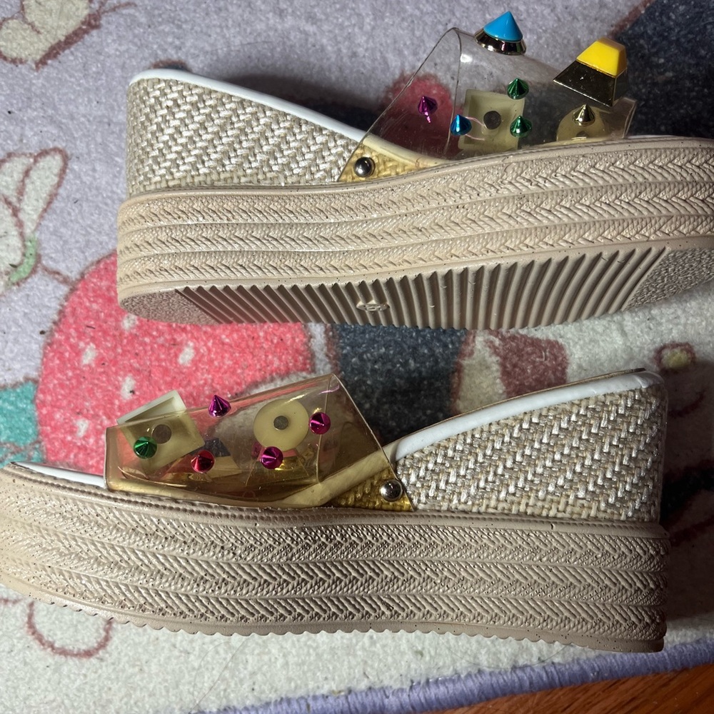 Source Unknown Multicolor Embellished Sandals - image 2